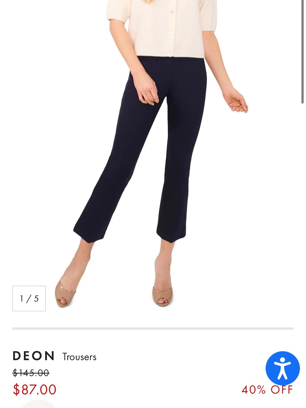Ted Baker Navy Cropped Straight-Leg Trousers - New with Tags